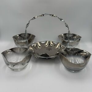 Vintage MCM Silver Fade, 6 Piece Tid Bit/Snack Set